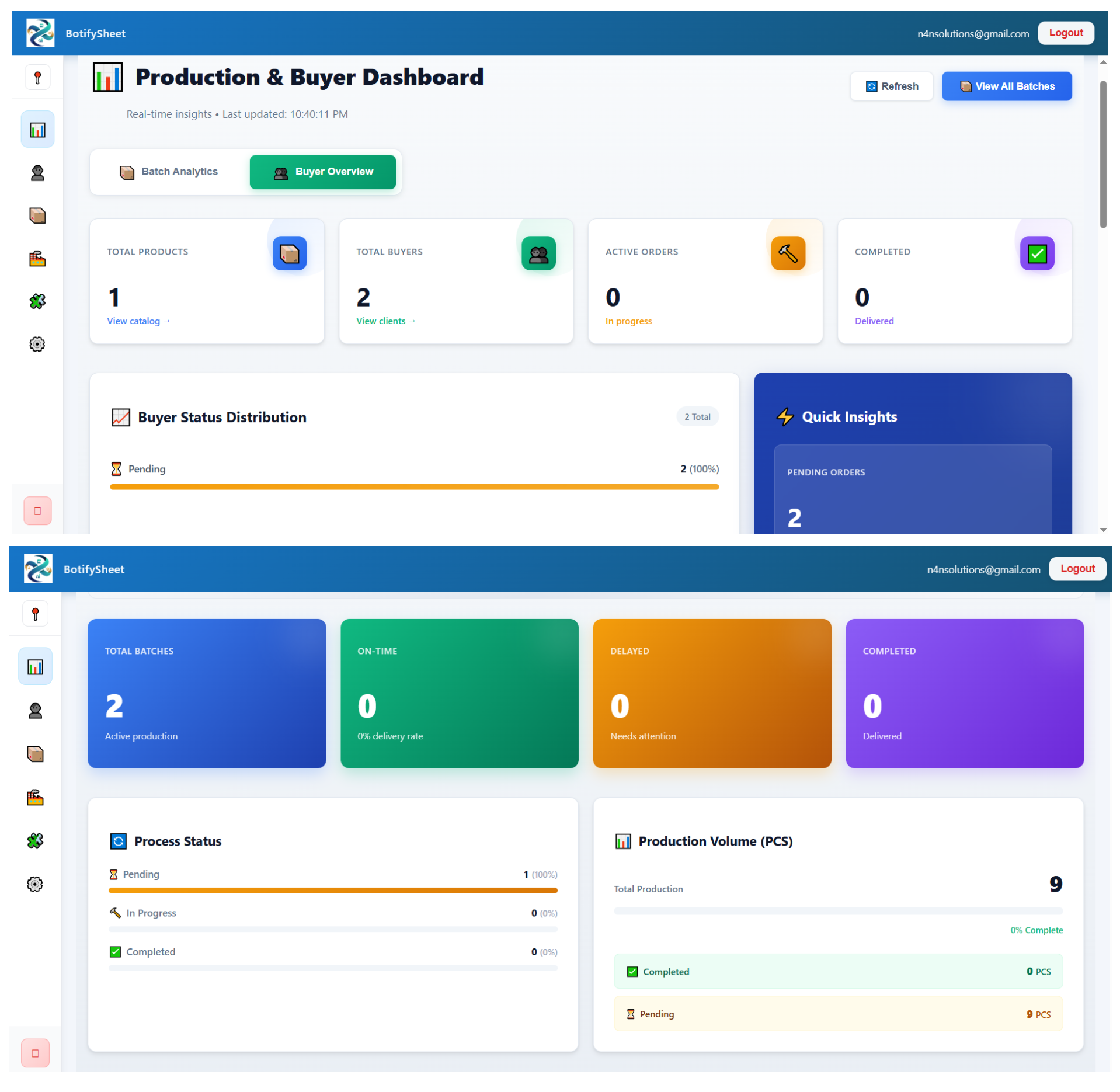 BotifySheet Dashboard Interface